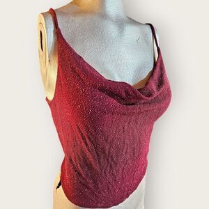 Vintage Jody Slouchy Neck Red Strappy Y2K Cropped Sparkly Tank